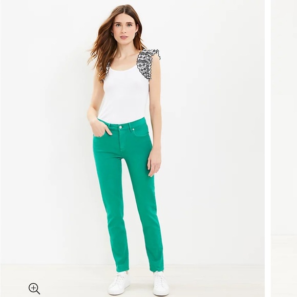 LOFT Denim - Loft The Girlfriend mid rise jean in green
